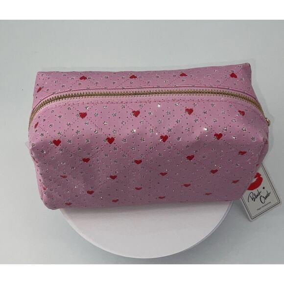 NWT Pink Hearts Boxy Makeup Cosmetic Bag by Blush Crush - Picture 3 of 9